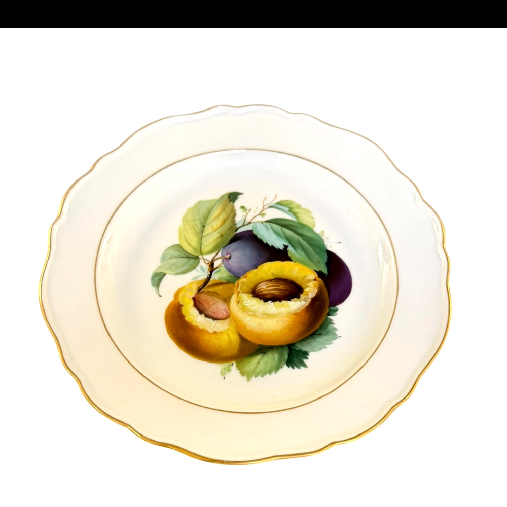 K.S.T.M. Meissen Germany Vintage Handpainted Fruit Porcelain 8" Shallow Bowl
